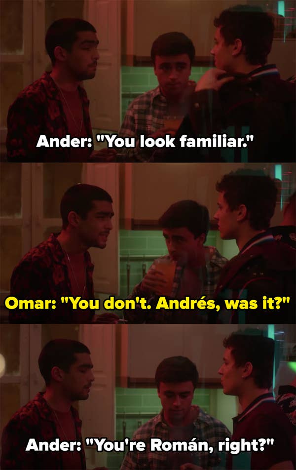 Omar and Ander pretend not to know each other at a party and purposefully call each other the wrong names