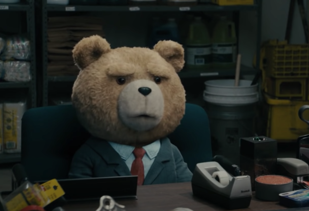 Ted the bear applying to a job