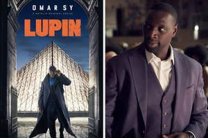 Lupin poster side by side with Assane Diop