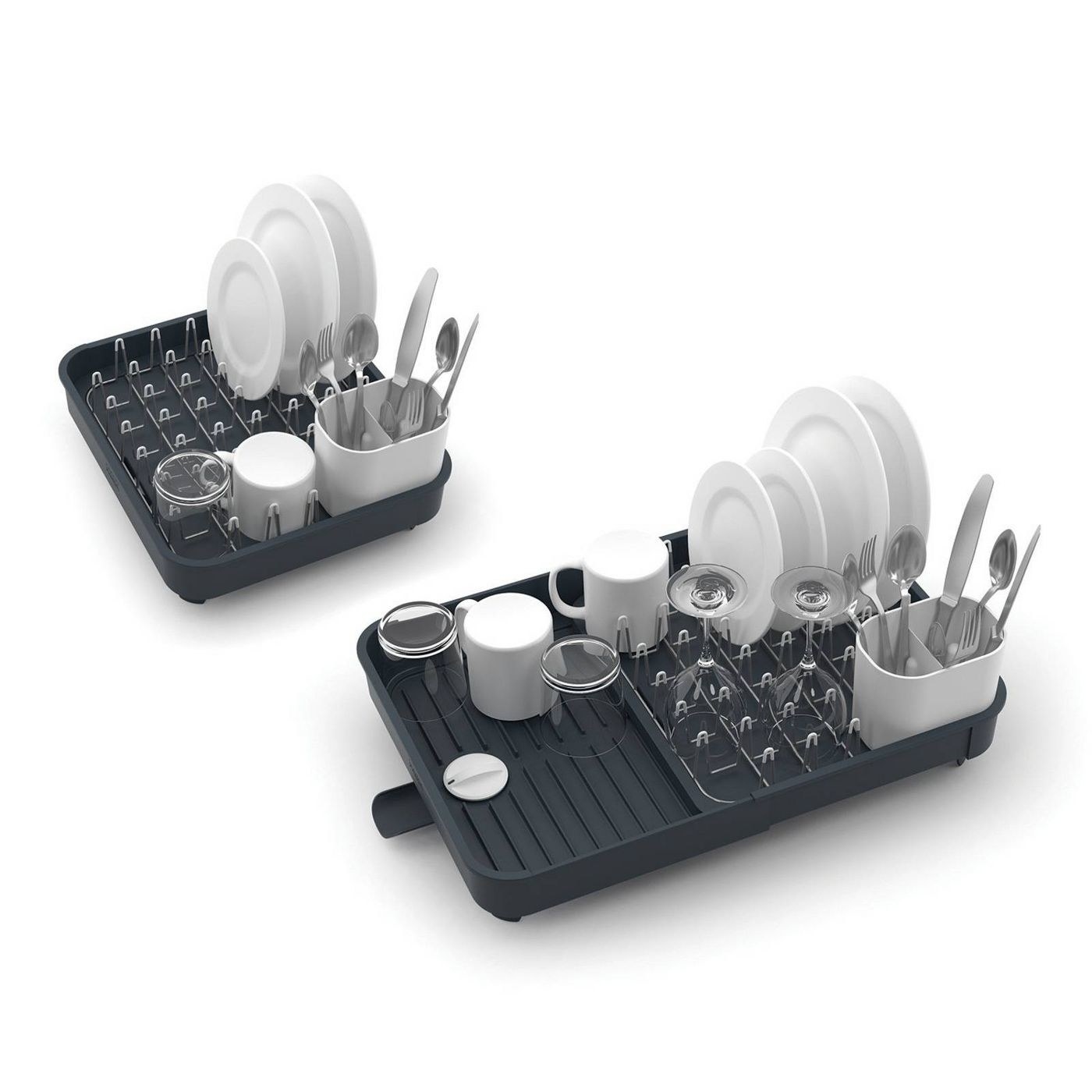 The dish rack shown in regular size and expanded