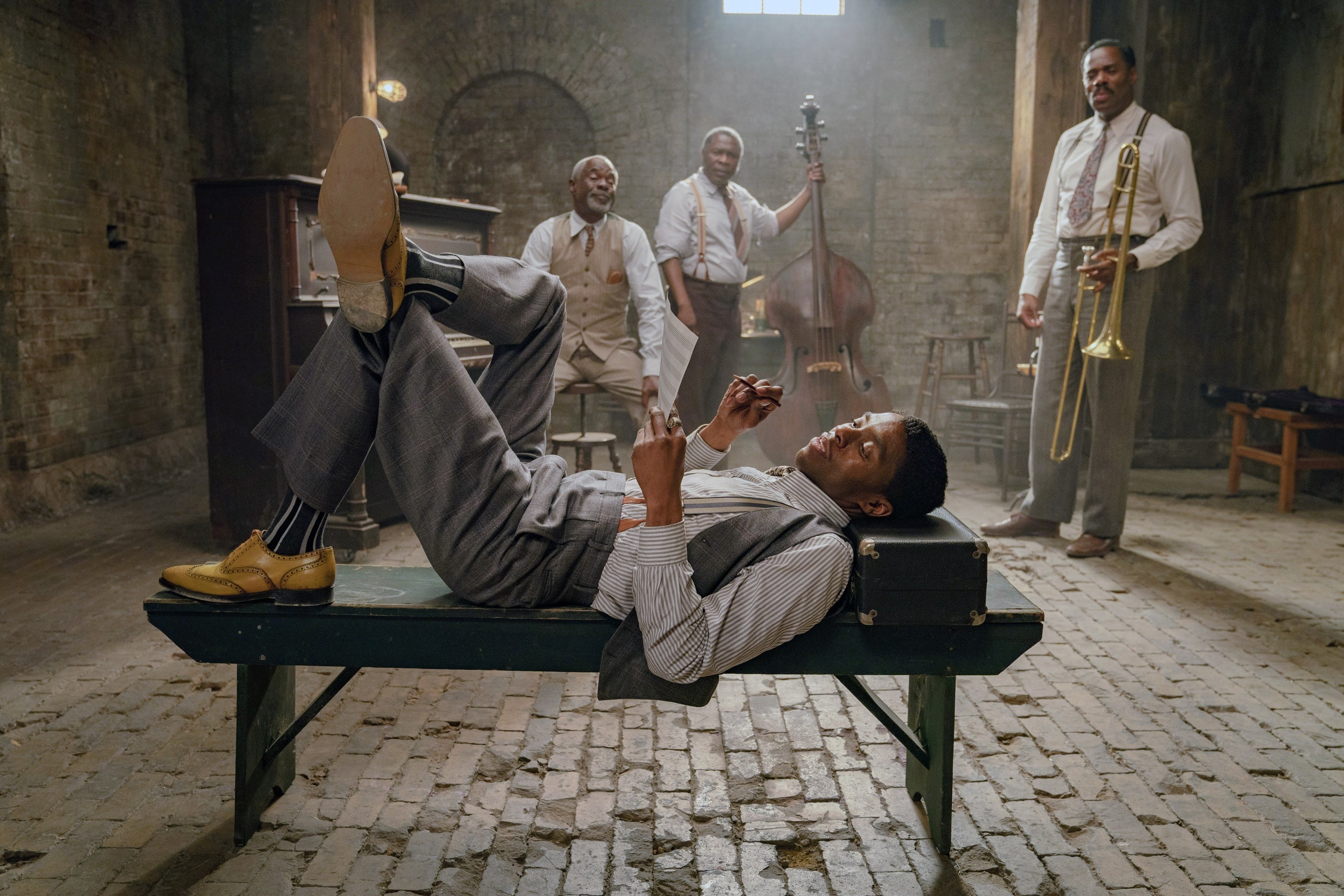 Chadwick Boseman; back from left: Glynn Turman, Michael Potts, Colman Domingo