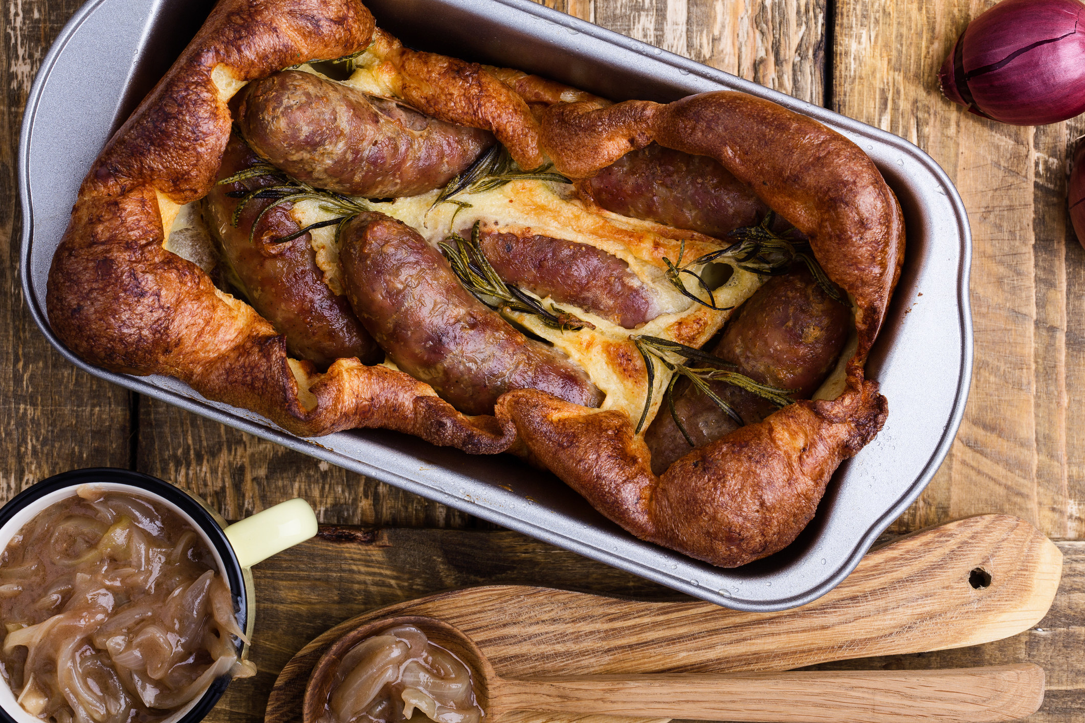 Sausages in a Yorkshire pudding
