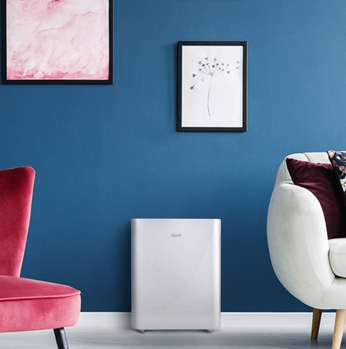 An air purifier in a bright and stylish room 