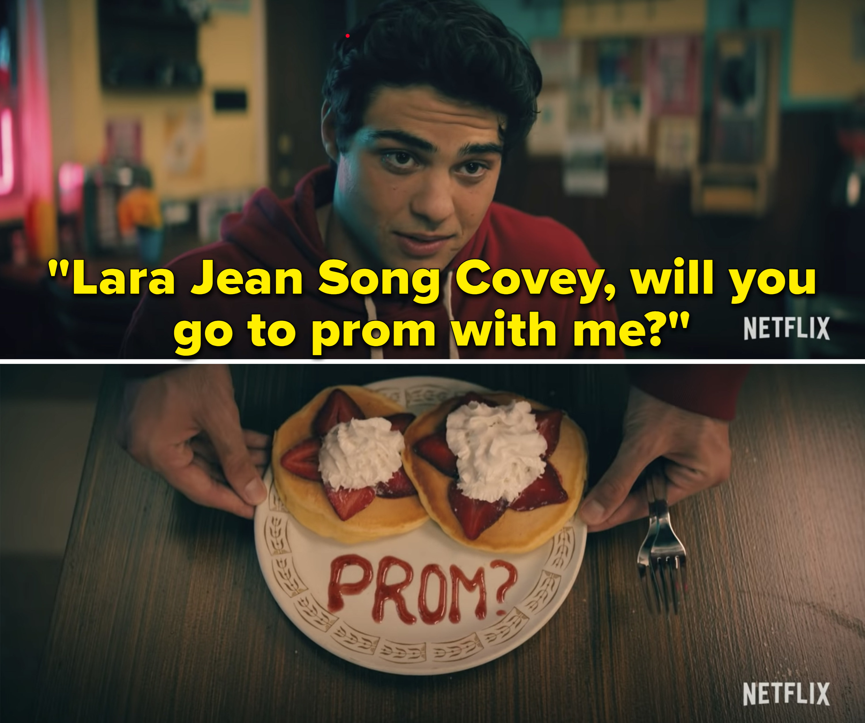 Peter saying, &quot;Lara Jean Song Covey, will you go to prom with me?&quot;