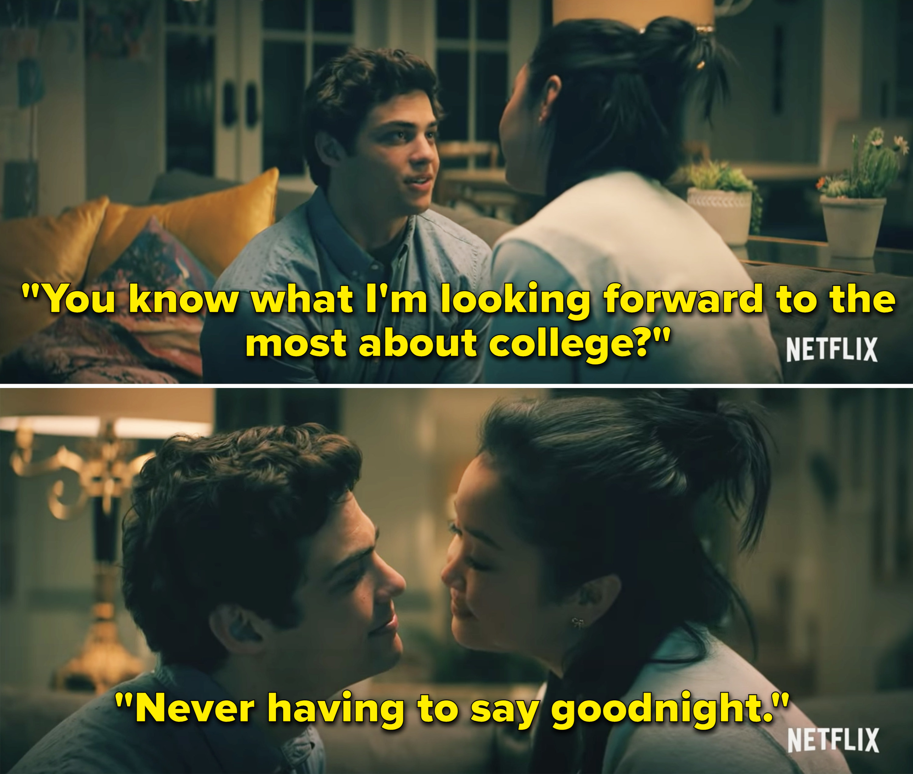 Peter saying, &quot;You know what I'm looking forward to the most about college? Never having to say goodnight&quot;