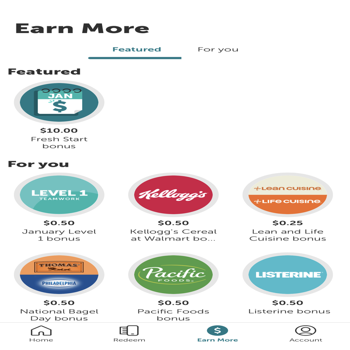 special deals for brands such as Kellogg's on Ibotta