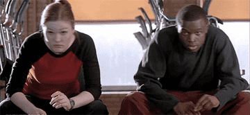 A GIF of Julia Stiles and Sean Patrick Thomas in a scene from &quot;Save the Last Dance&quot;