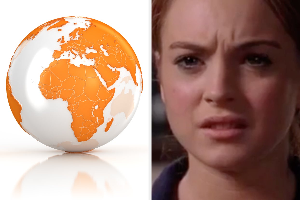 Cady heron from Mean Girls looking confused at the african continent