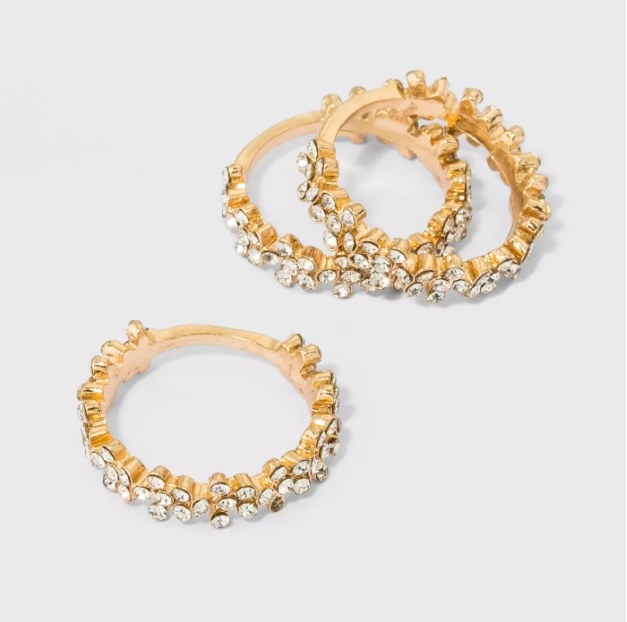 The gold and crystal stacked rings