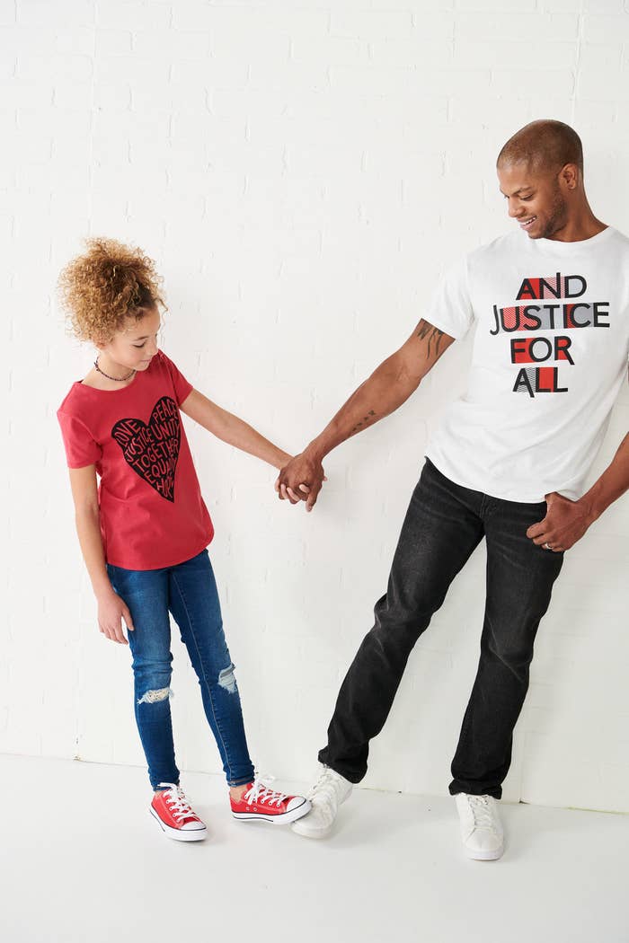 Father and daughter wearing Kohl&#x27;s T-shirts.