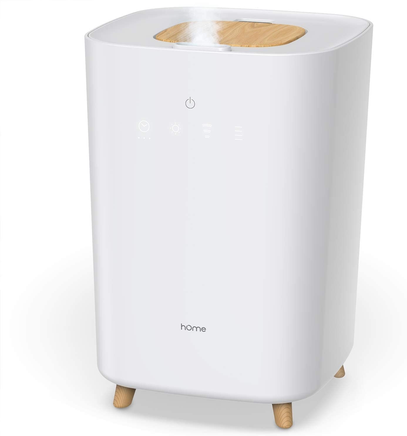 The white humidifier which has four small legs