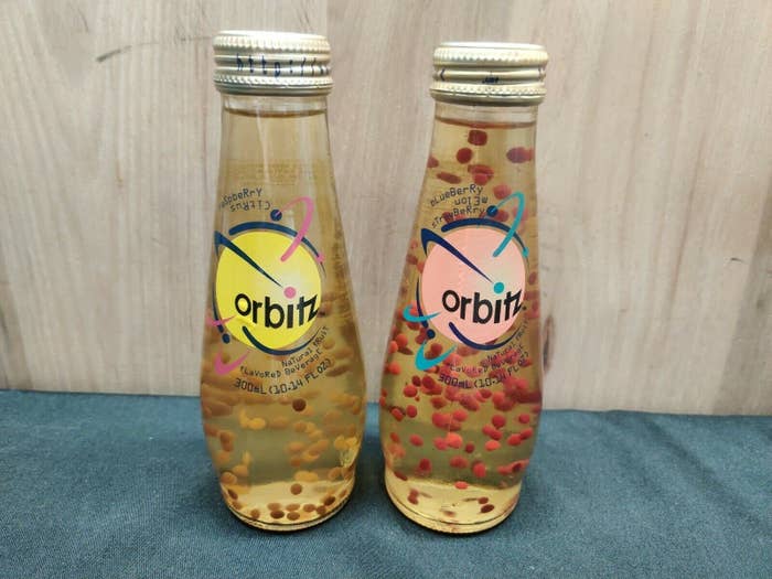 A shot of two Orbitz bottles