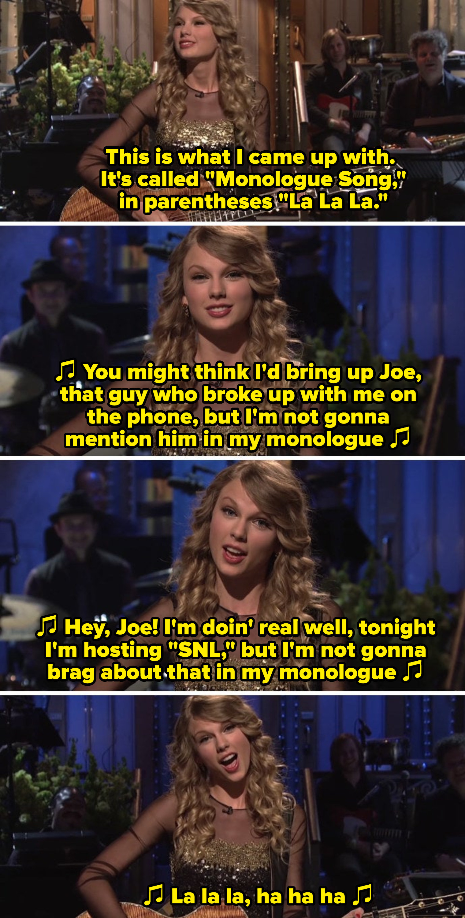 Taylor Swift singing about Joe Jonas during her &quot;SNL&quot; monologue
