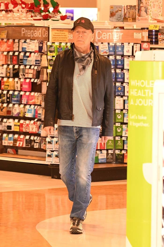 Bruce Willis is spotted walking around Rite-Aid without wearing a mask