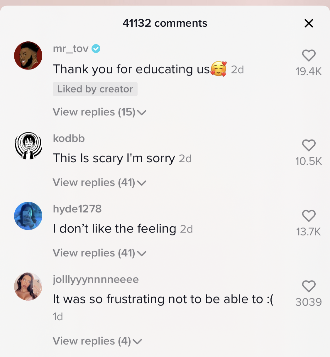 Comments saying &quot;I don&#x27;t like the feeling&quot; and &quot;this is scary, I&#x27;m sorry.&quot;