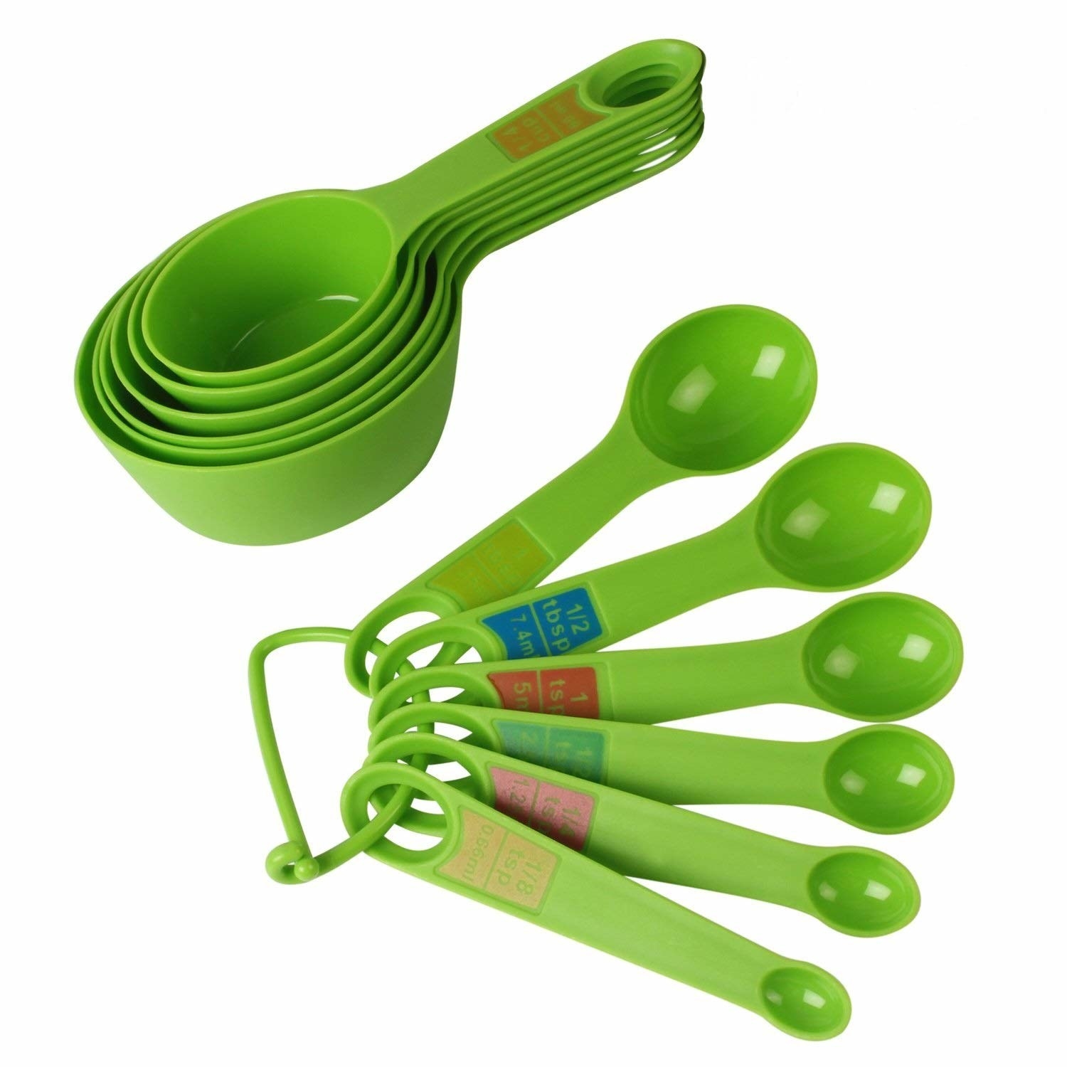 A green measuring spoon set