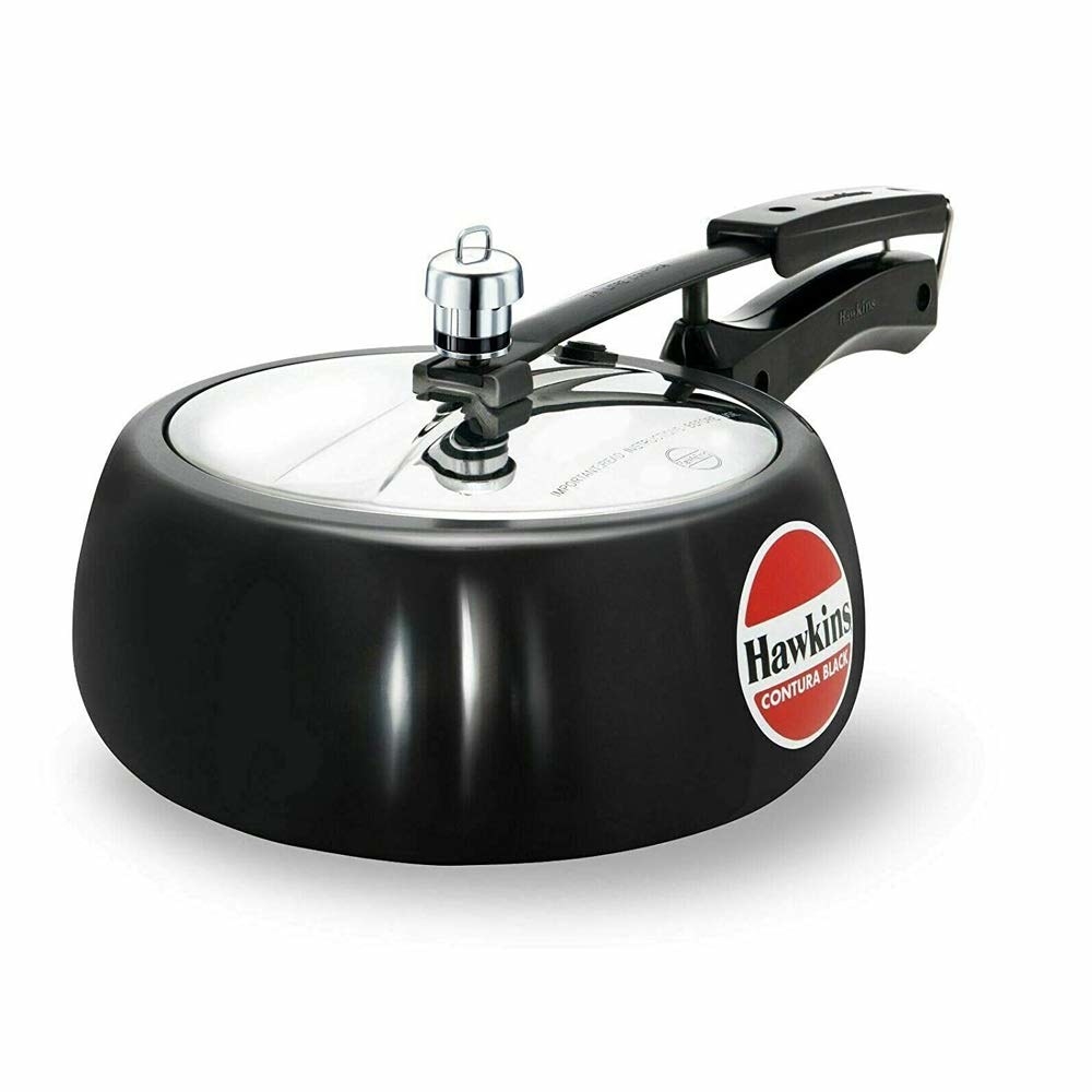 A black pressure cooker