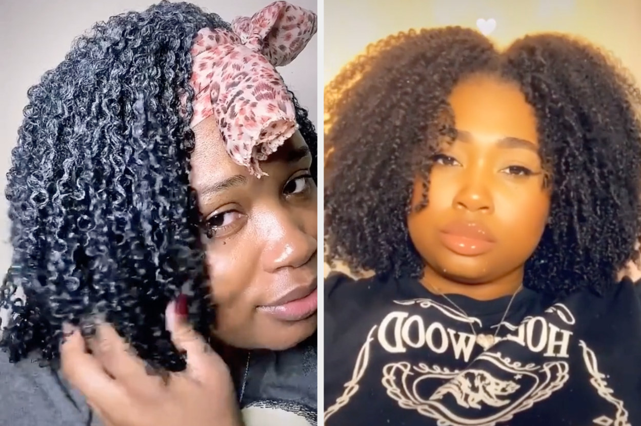 This user shows off her defined curls wet vs dry