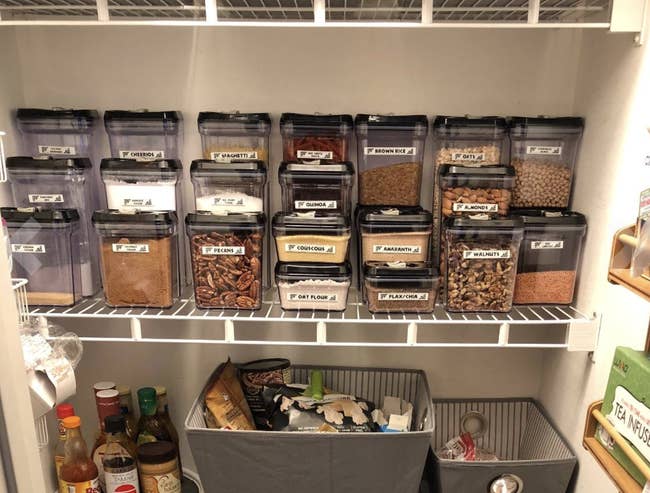 reviewer image of containers used in pantry to hold spices and nuts