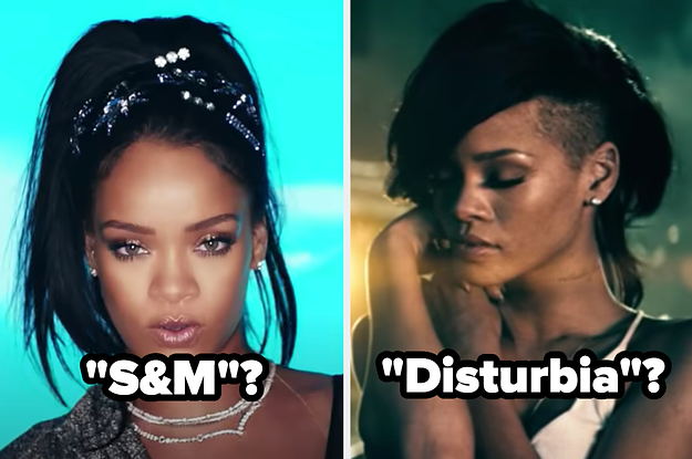 Rihanna in a high ponytail with a headband and with a shaved side of head with a deep side part with the suggestions