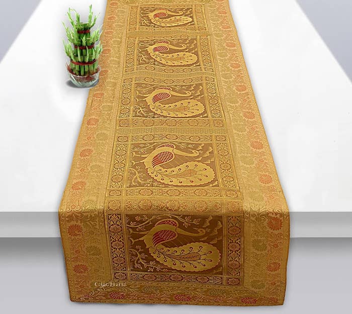 Beige and gold table runner 