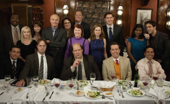 The cast of The Office in the episode &quot;Niagara&quot;