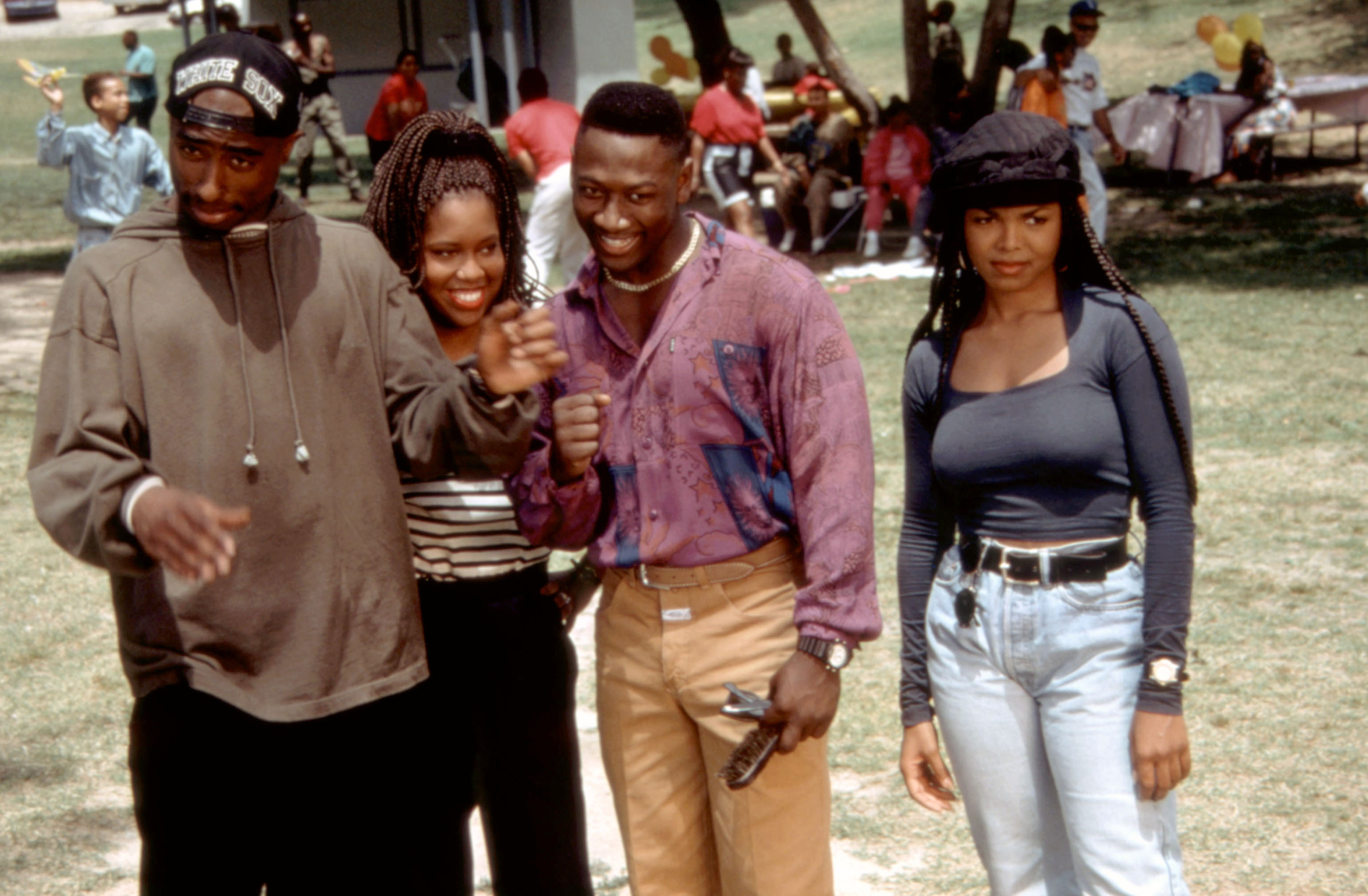 Tupac Shakur, Regina King, Joe Torry, and Janet Jackson in &quot;Poetic Justice&quot;