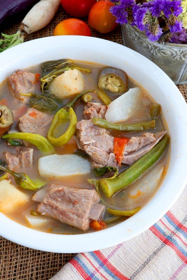 A bowl of pork sinigang.
