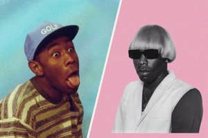 Tyler the Creator sticking his tongue out with a silly expression