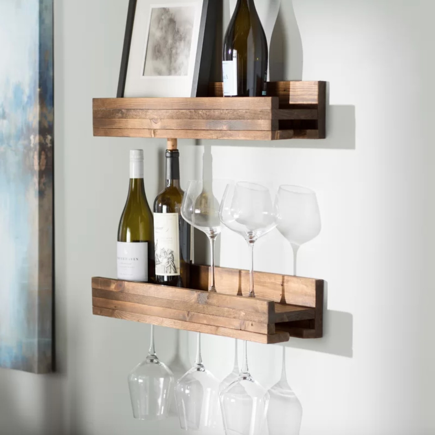 The set of two wall-mounted wine glass racks