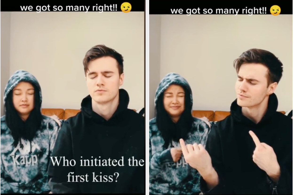 Lana and Anthony taking a relationship test with the question &quot;who initiated the first kiss&quot;