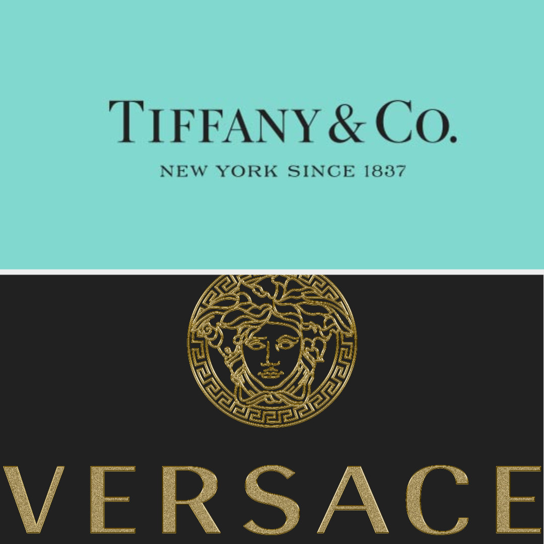 Logos for Tiffany &amp; Co. and Versace 