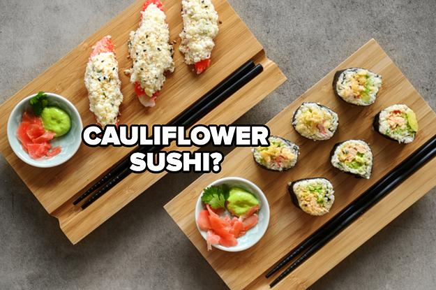 An image of cauliflower sushi with the label