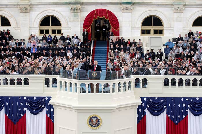 Trump delivering his inaugural speech