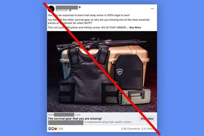 An ad for tactical gear on Facebook