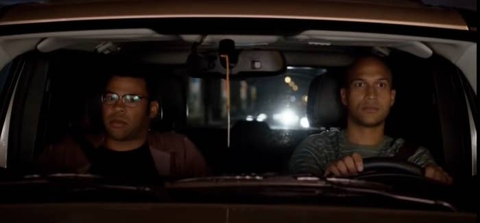 Jordan Peele and Keegan-Michael Key in a car.