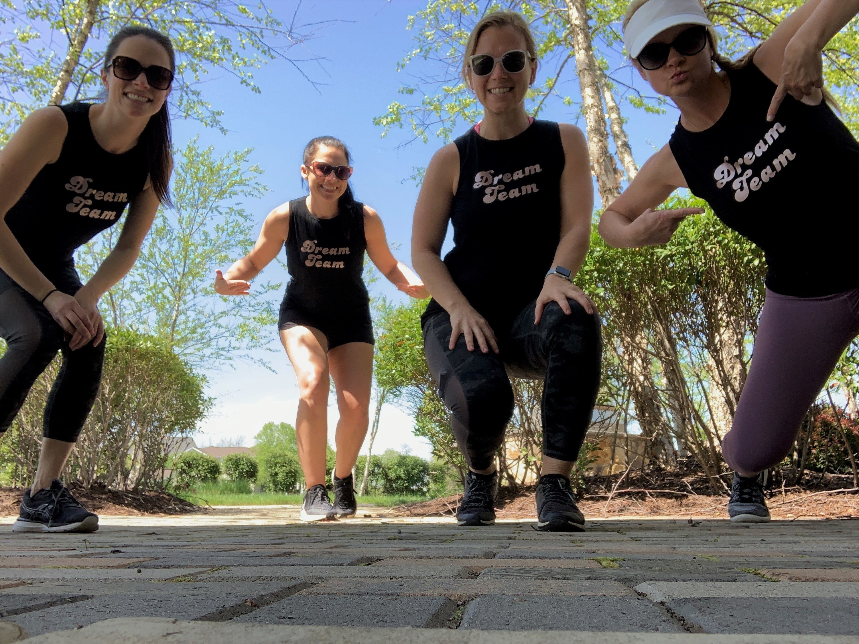 The author working out with four of her gym friends in shirts that say &quot;Dream Team&quot;