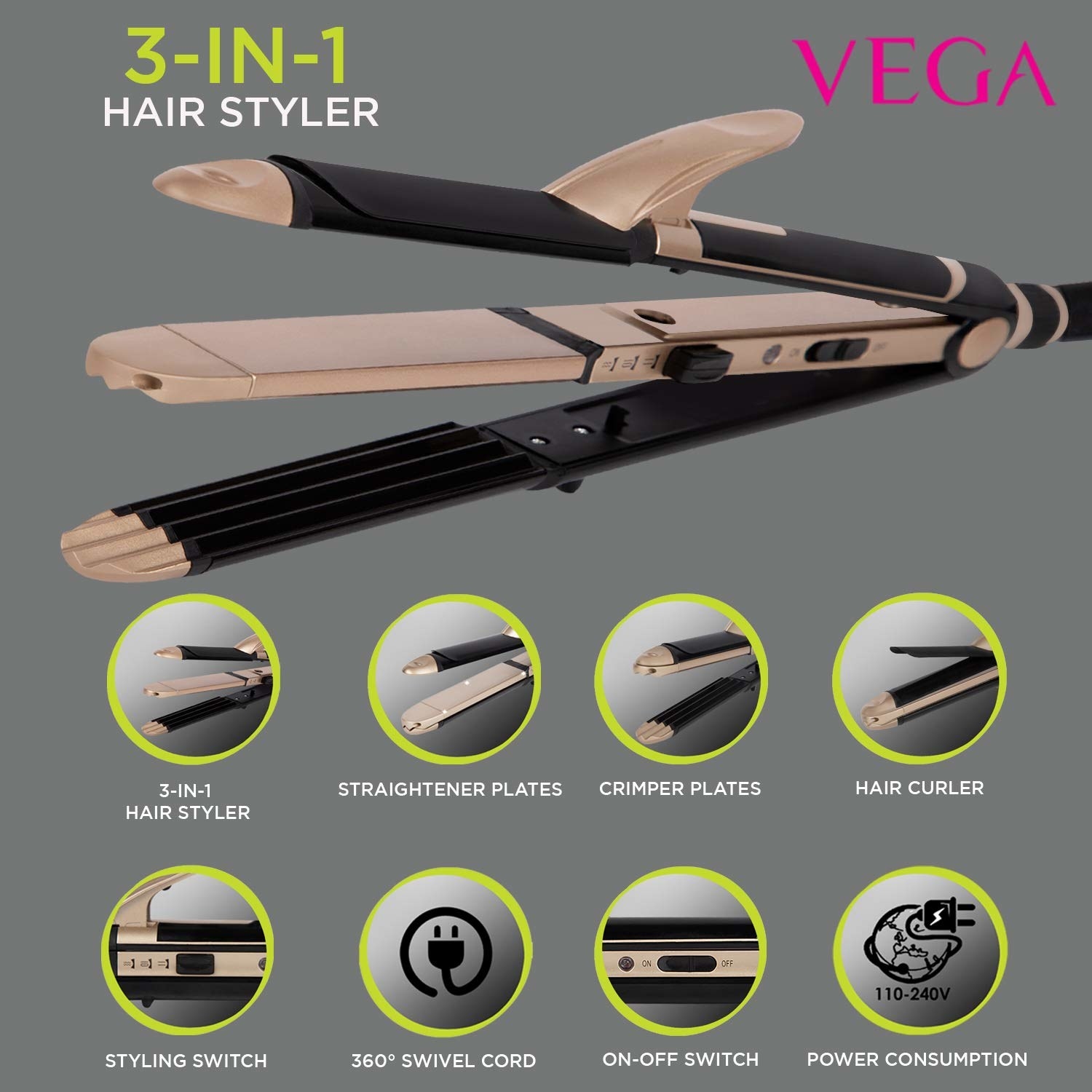 A 3-in-1 hair styler with its various uses 