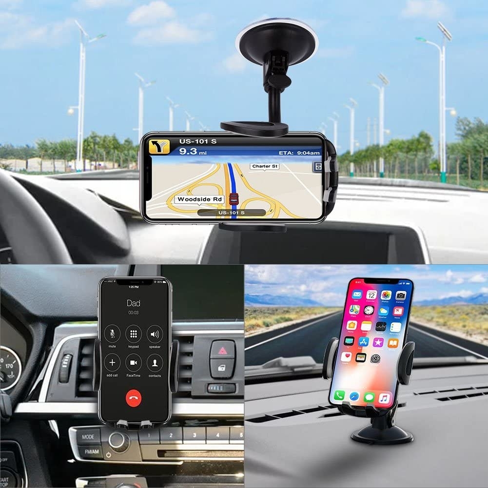 The three different ways you can use the black cell phone holder
