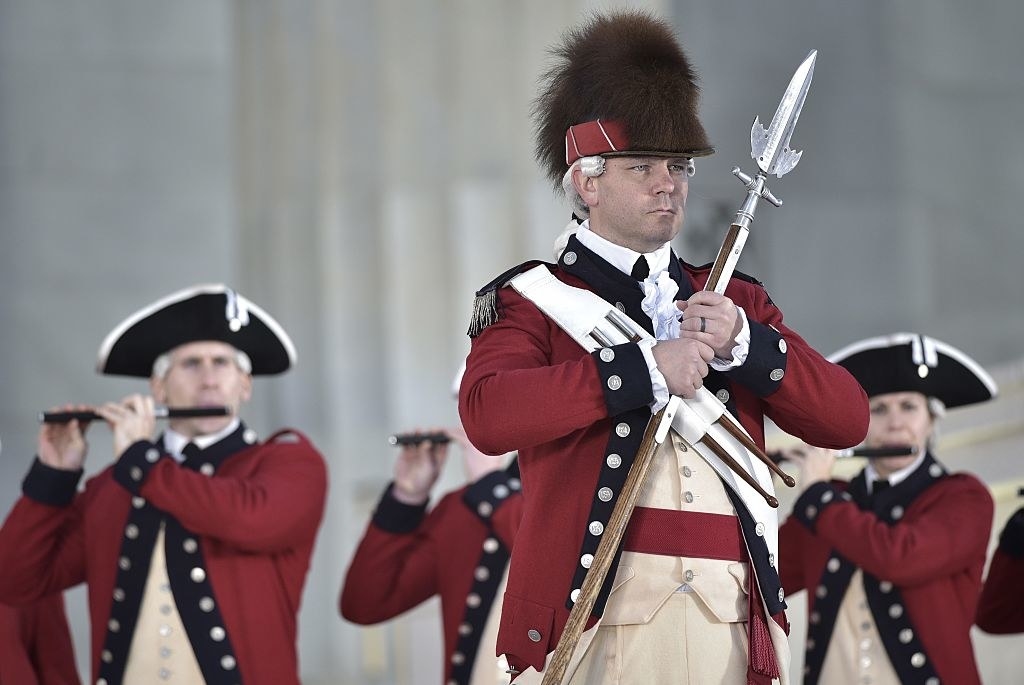 Band wearing American Colonial Revolution garb