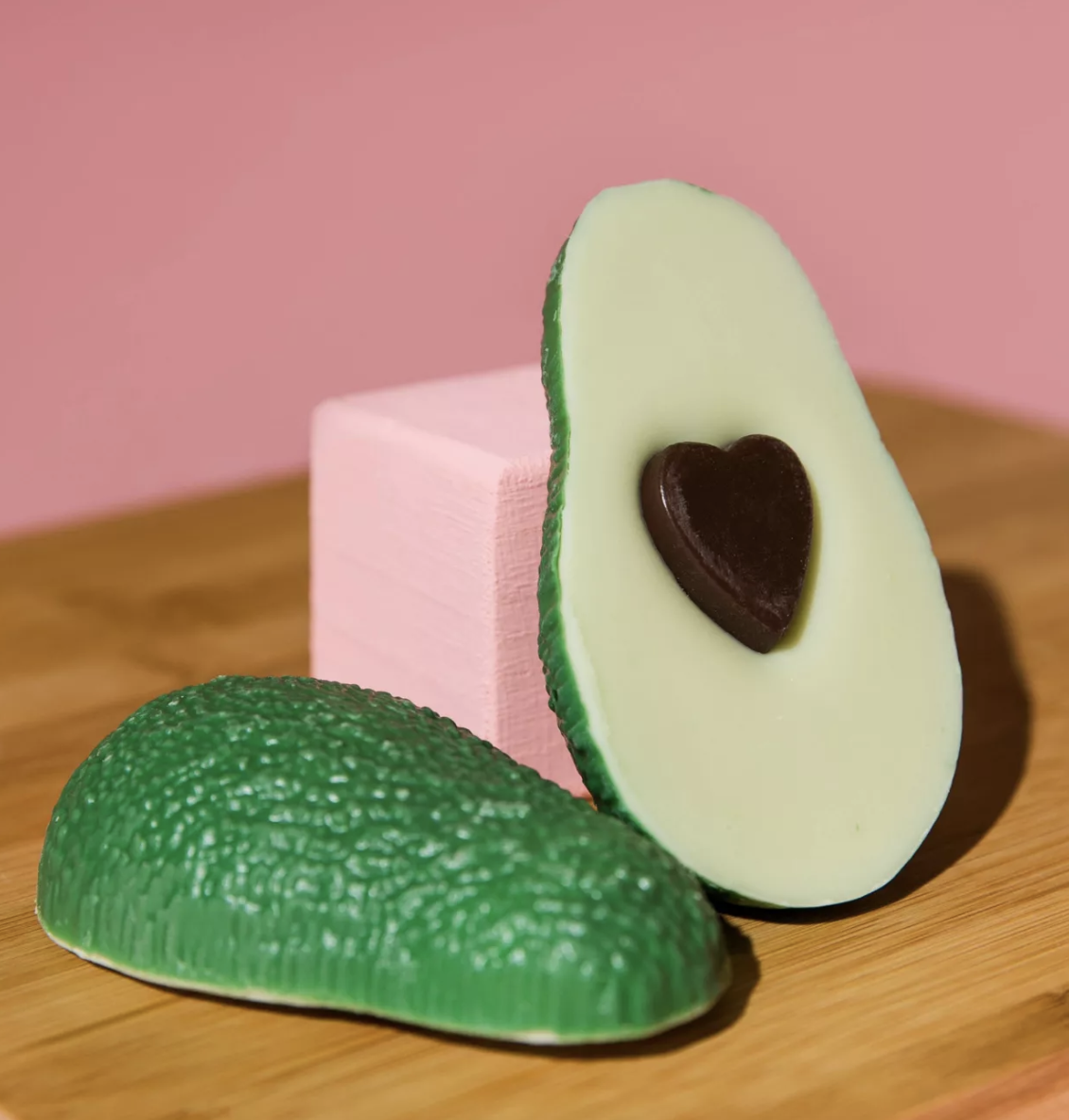 the avocado chocolate with heart-shaped pit 