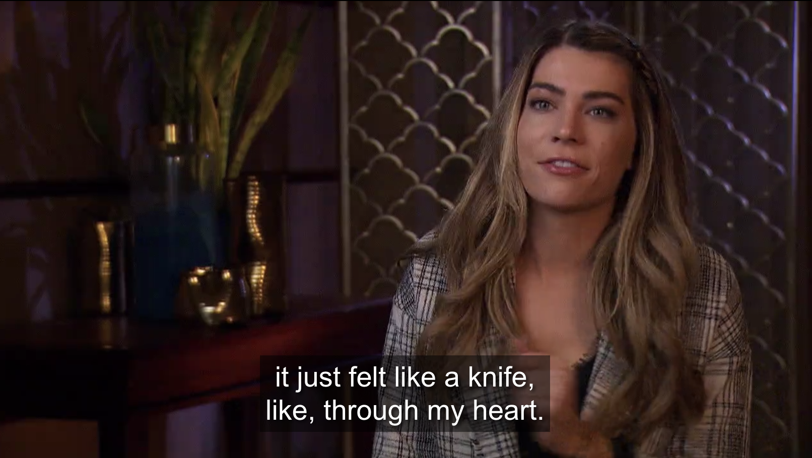 Sarah talking about her relationship with Matt, saying &quot;it just felt like a knife, like, through my heart&quot;