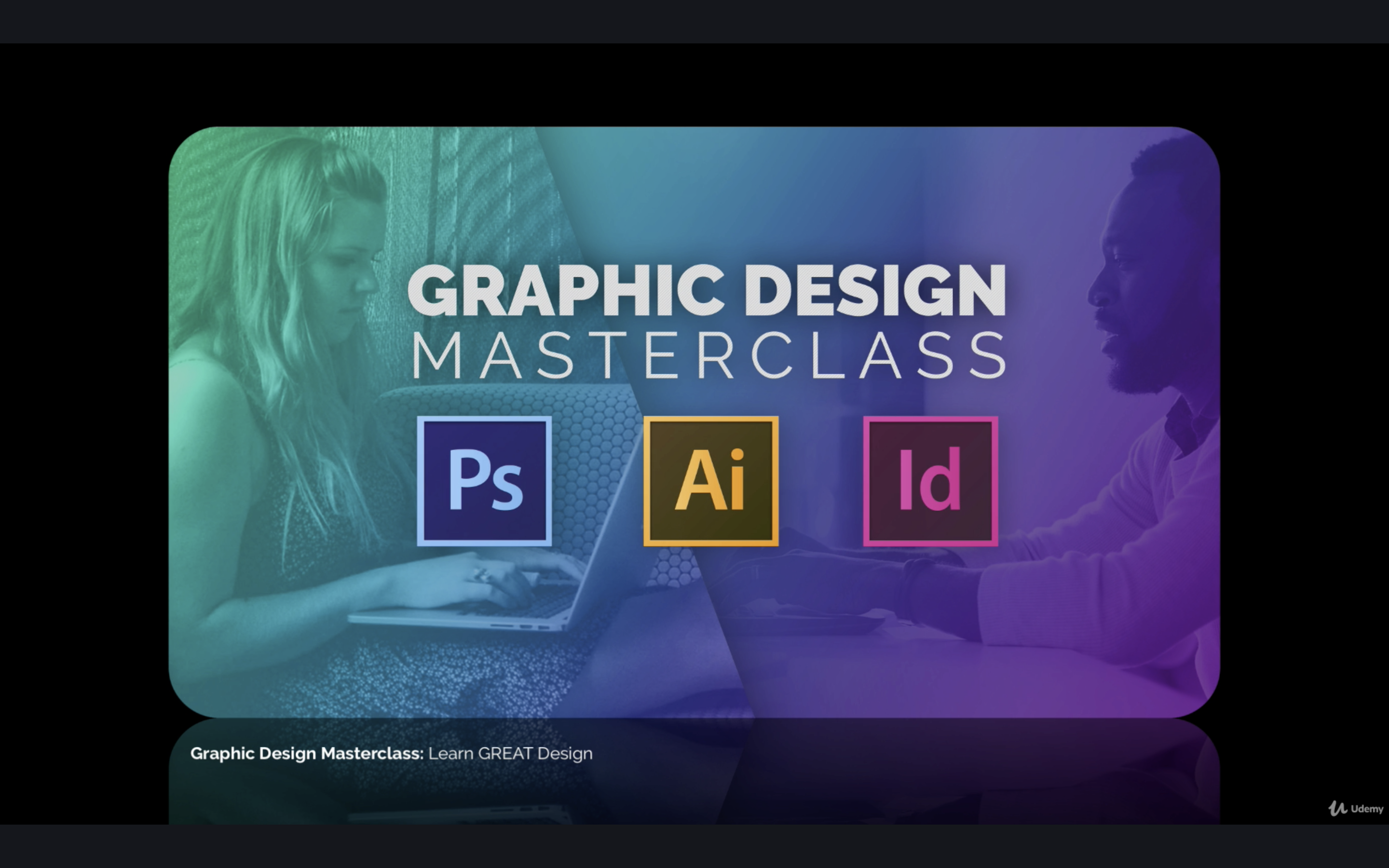 a graphic with the photoship, adobe illustrator, and indesign logos