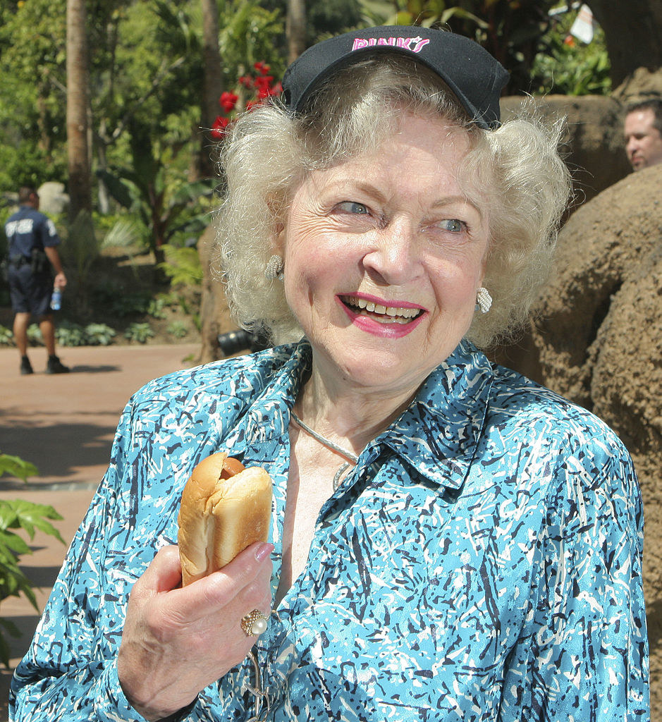 Betty holding another hot dog