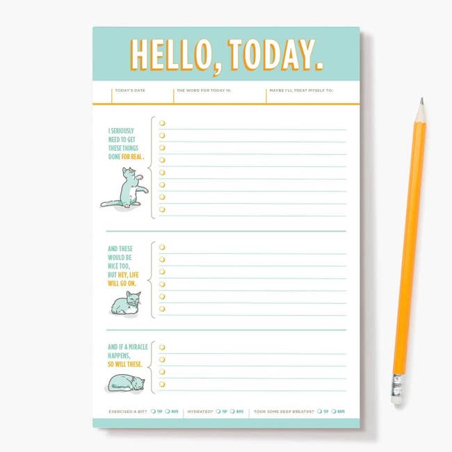 The daily planner which has three cat-themed sections