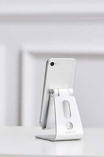 Back view of the silver phone stand