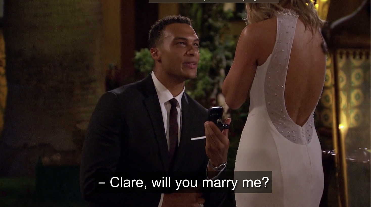 Dale asking Clare for her hand in marriage 