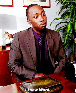 A man at an interviewee with a blank stare and then reaching out to tell the interviewer &quot;I know Word&quot;