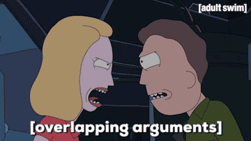 Beth and Jerry argue aggressively with each other on Rick and Morty