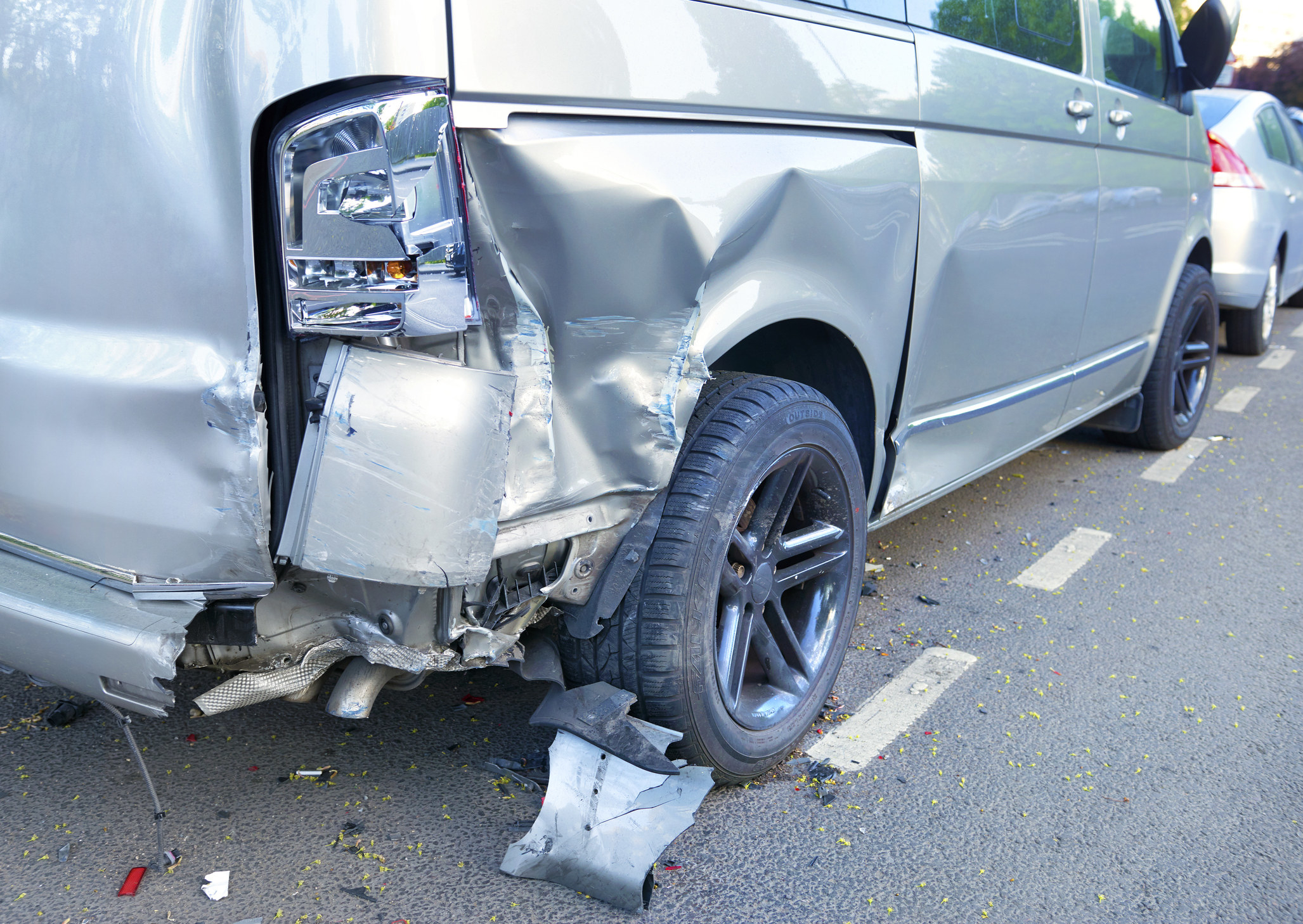 Accident hit and run damaged back of car